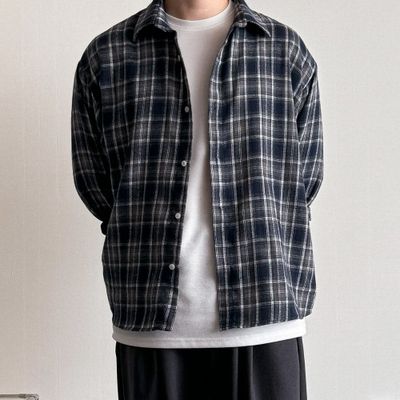 チェックシャツ カジュアル オーバーフィット 長袖 男女共用 | amood