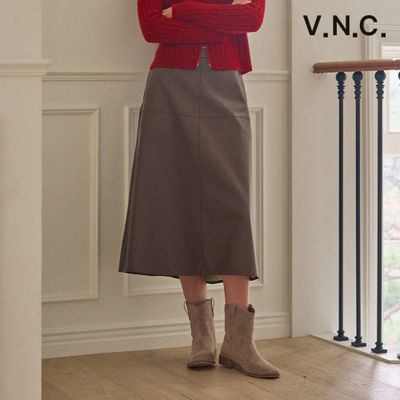 ビジットインニューヨーク] フェイクレザー フレアスカート (VBXSRU1