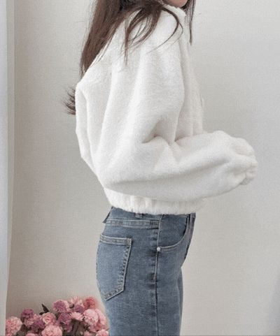 tulip様　⭐80 *️⃣220✳️45◆133　ミンクファー ミンク ふわふわ ファー ショート クロップ ジップアップ | amood