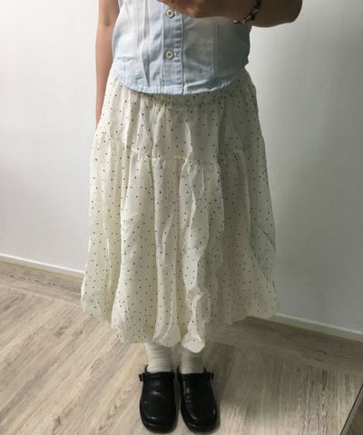Blanc Dot Chiffon Skirt (2color) | amood(アムード) - 一番賢い