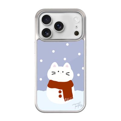 控えめな光沢♥] 雪だるまの形のマグセーフシルバーアークケース