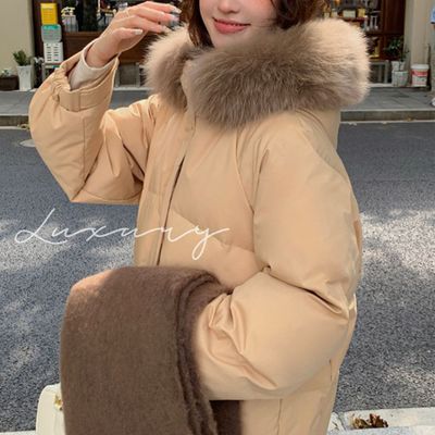 新品⭐︎Doux Avenir ファー付 中綿キルティング ダウン ワンピース きれいな冬ダウン特集／価格）フェミニン ファー付きフード ロング